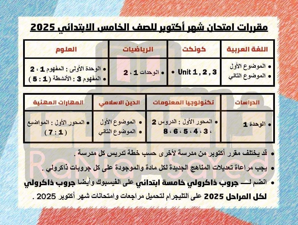 مقرر شهر أكتوبر