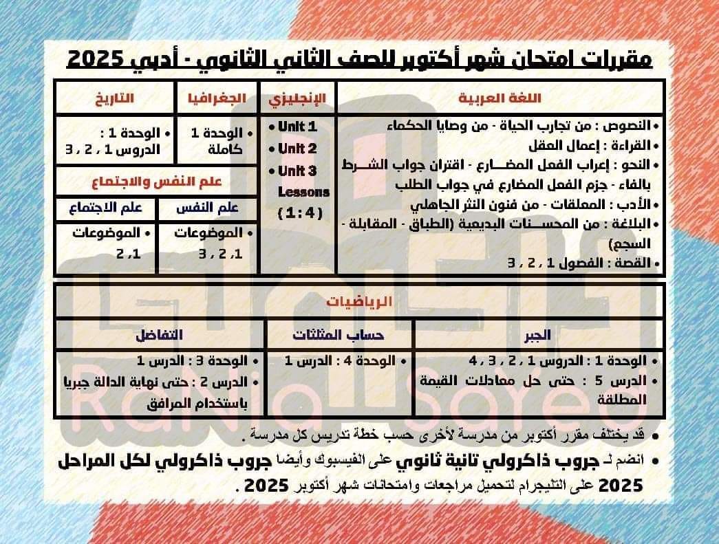 مقرر شهر أكتوبر